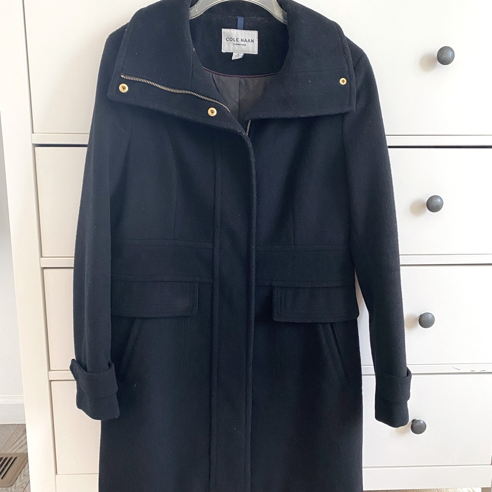 Womens Cole Haan black peacoat size 10